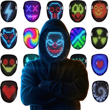 LED Mask Light up Mask with Gesture Sensing, Cool Face Transforming Mask, Perfec