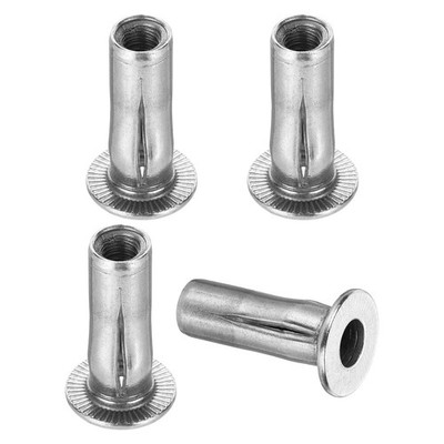 5Pcs Multi Grip Rivet Nuts 1/4''-20x1-1/16'', Pre-Bulbed Shank Insert Silver