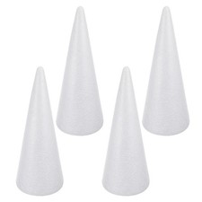4 Pcs White Foam Cone Shapes For Mini Christmas Tree Holiday Projects