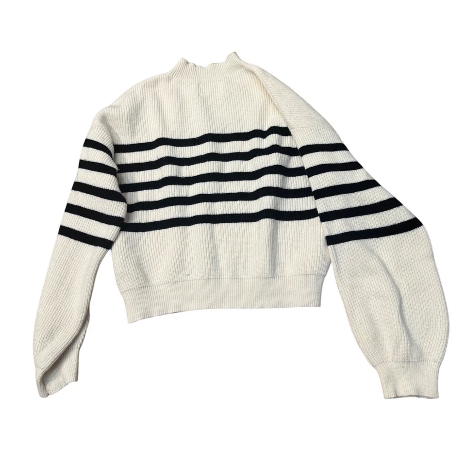 Suéter Zara Niños Niñas Crema Negro Rayas Cuello Simulado Manga Globo Talla 11-12 Foto 2 de 4