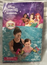 Disney Princess Inflatable Armbands For Swimming Ages 3-6 Deflated Size 9x6 In