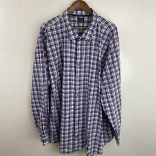 APT. 9 Shirt Mens 4XB Big 4X Purple Plaid Long Sleeve Button 100% Cotton
