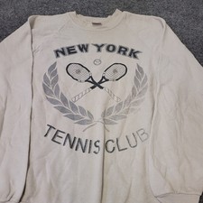 Jerzees Sweatshirt Mens M Cream New York Tennis Club Vintage USA Made Raglan