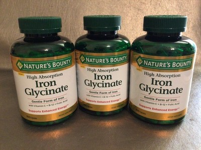 3 Nature's Bounty Iron Glycinate 3 x 300 Count Gentle Iron Exp 2/28