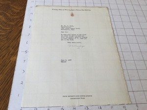original 1920’s signed letter, from printer: William Edwin Rudge signed by him