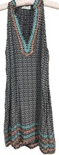THML Dress M Blue Boho Embroidered Flowy Rayon Mini Shift Sundress Size Medium