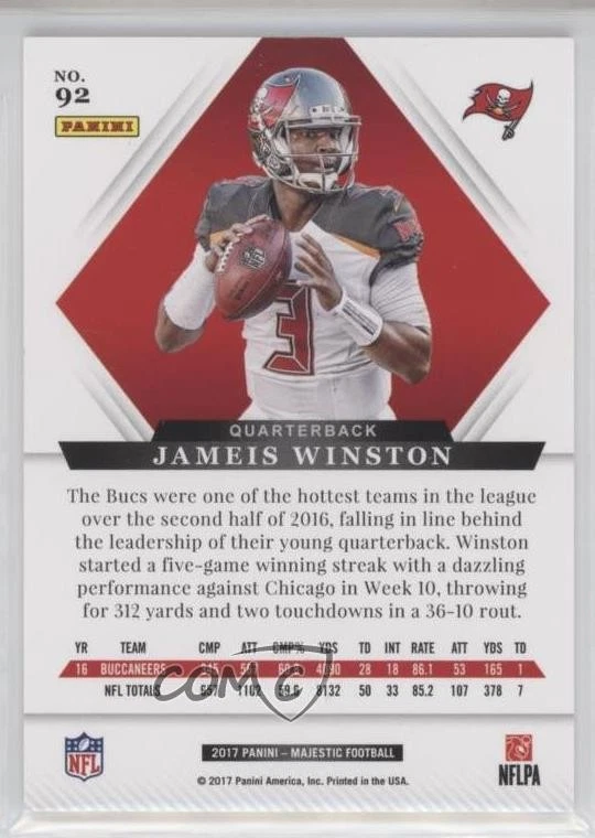 2017 Panini Majestic Gold /25 Jameis Winston #92 - Image 2 of 2