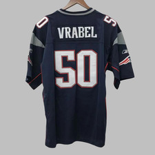 NEW Men's #50 Vrabel Navy Classic Game Player Sewn Stitched Jersey