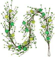 St. Patrick's Day 5.5Ft Shamrock Garland with Green Berry Picks for Decor