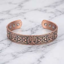 Solid Copper Magnetic Bracelet Arthritis Pain Therapy Healing Cuff Tree Of Life