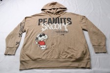 Peanuts Men's Graphic Snoopy Pullover Hooded Sweatshirt AP2 Brown Large