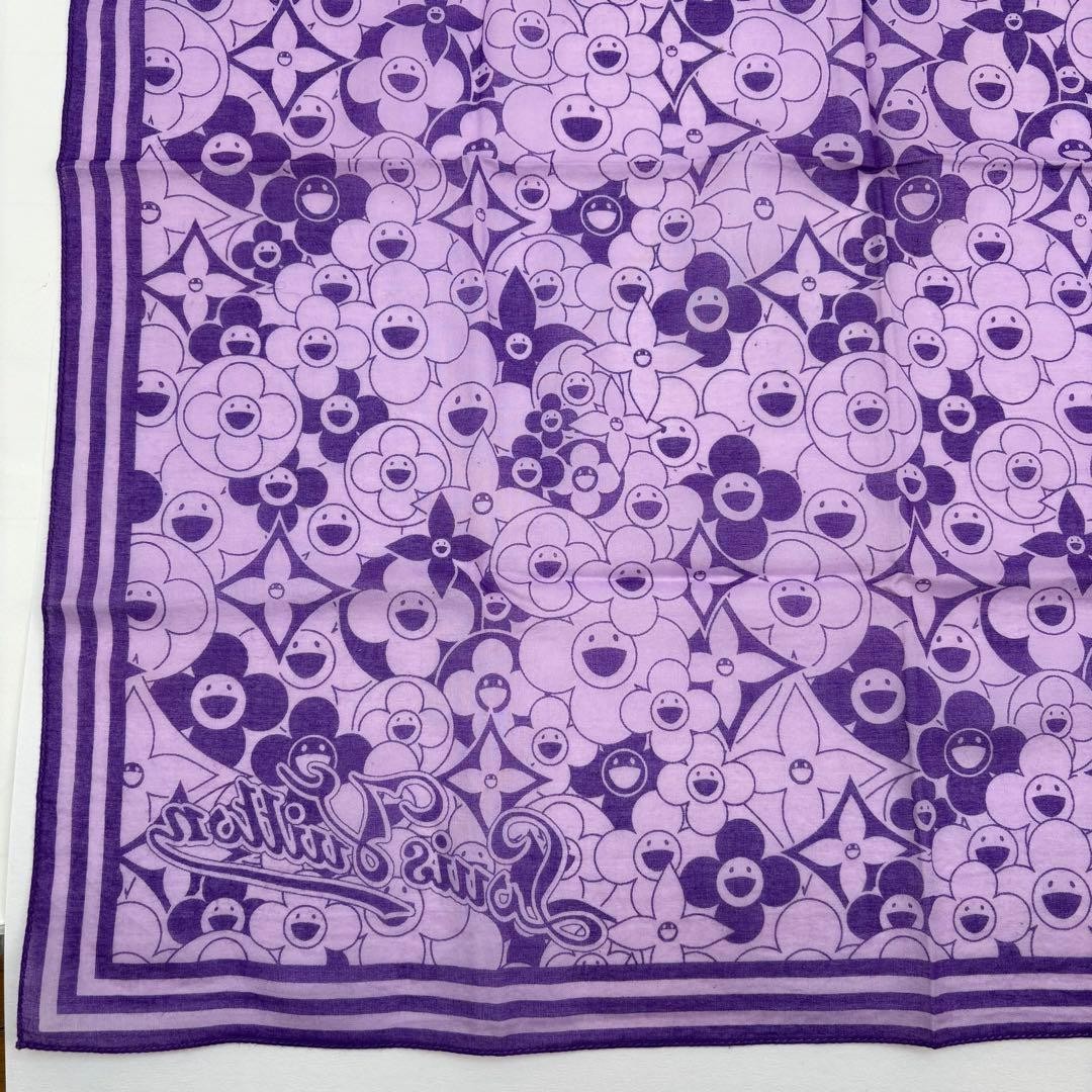 Louis Vuitton Takashi Murakami Cotton Handkerchief, Multicolor, Rare Used image 10