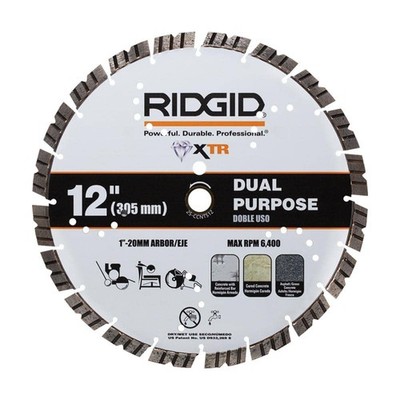 RIDGID 12 in Masonry XTR Dual Purpose Segmented Rim Walk Behind Diamond Blade