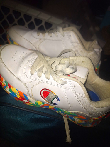 Champion Men's Low Top Athletic Sneaker Lace Up White/Multicolor Sole