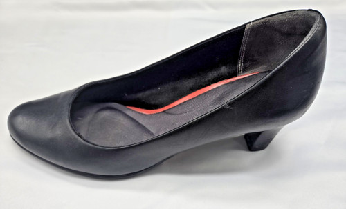 Rockport Women's Total Motion Trutech Plain Black Leather Comfort Pump Heels 8