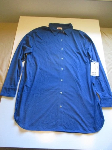 NEW GOLDIE LEWINTER  ORGANIC BOYFRIEND BLUE LONG SLEEVE  SHIRT SIZE S