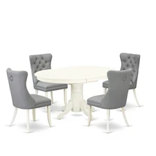 5 Piece Dining Set Contains an Oval Kitchen Table with Butterfly Leaf