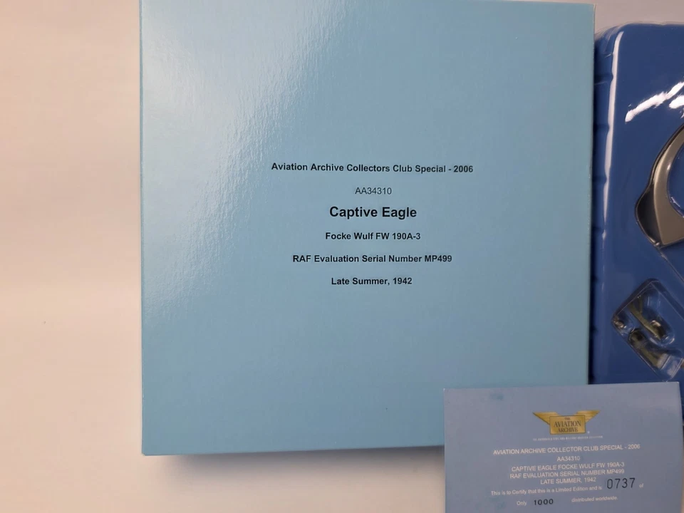 CORGI AVIATION ARCHIVE CAPTIVE EAGLE FOCKE WULF FW 190A-3 NEW IN OPEN BOX LOT 1 - Image 2 of 4