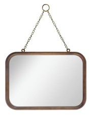 Rectangle Mirror, industrial looking edgy trendy, hanging chain, rounded corners