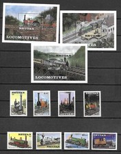 Bhutan Eisenbahn Satz 852-859 mit 3 Blöcken postfrisch MNH