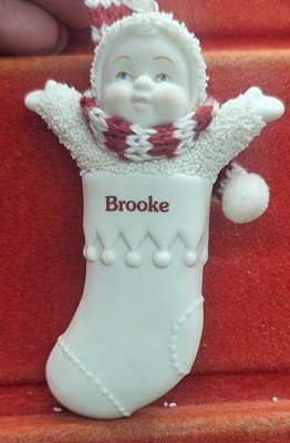 Brooke Retro Dept 56 SNOWBABIES Name Porcelain Stocking Christmas Ornament 