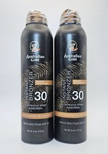 x2 Australian Gold Instant Bronzer SPF 30 Continuous Spray Sunscreen 6 oz each 