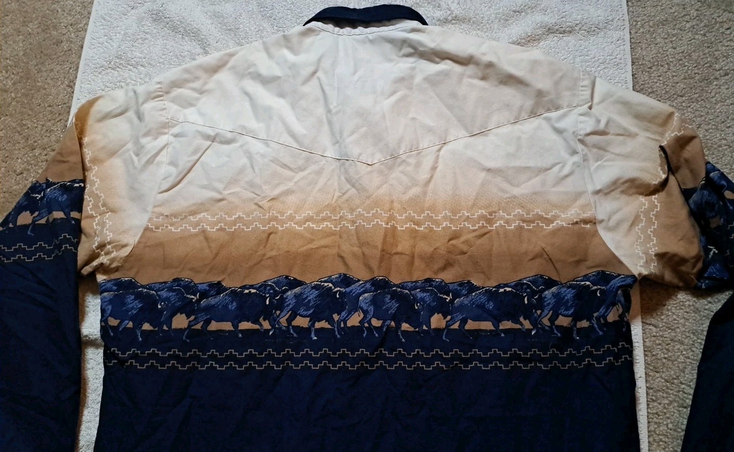 Roper Buffalo Pattern Snap Button Button Up Cowbo… - image 9