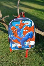 Marvel Spider-Man Kids Backpack Blue Red Polyester Zip Graphic Print Adjustable