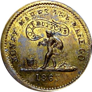 1863 New York City Civil War Token John Quinn R7 BRASS Double Struck Mint Error