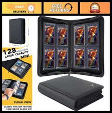 128+ Card Toploader Binder Case, 4 Pocket Storage, Double-Sided Trading Card Hol
