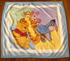Disney Winnie the Pooh Piglet Tigger Baby toddler Blanket fleece blue pastel