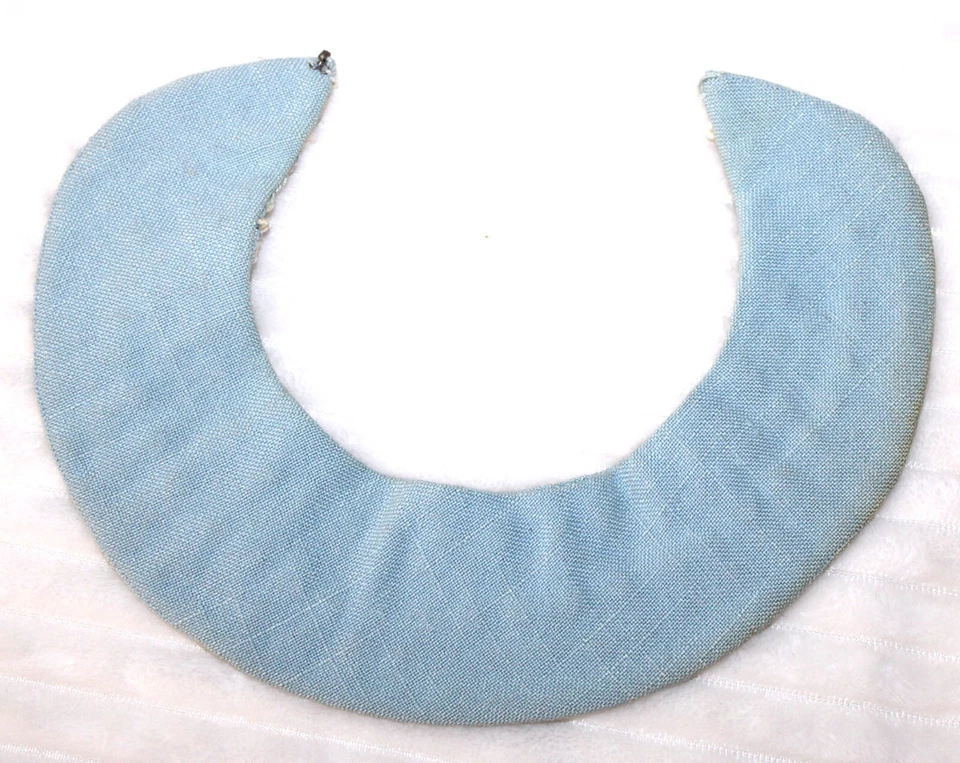 Винтажное вышитое платье воротник блестки искусственный жемчуг синий лен - Изображение 3 из 4