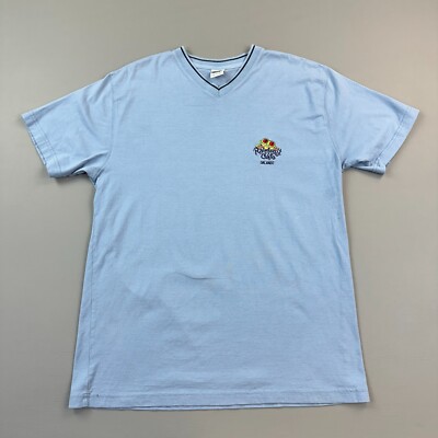 Vintage Rainforest Cafe Shirt Mens Medium Blue V Neck Orlando Embroidered Logo