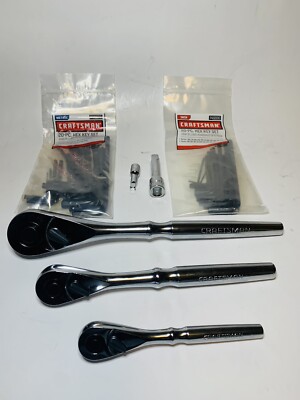CRAFTSMAN HAND TOOLS 3pc 1/4 3/8 1/2 FULL POLISH Ratchet socket wrench ...