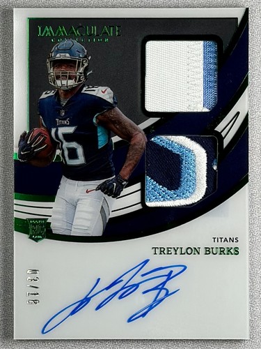 2022 Immaculate Collection Treylon Burks Signature Patches Emerald /18 RC - Picture 1 of 2