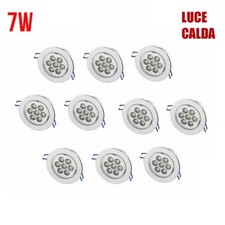 FARETTO ROTONDO LED AD INCASSO 7W CON ALETTE 10 PEZZI A MOLLA LUCE CALDA FARI