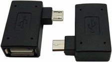 OTG Adapter, 90 Right Left Angle USB Port Adapter, Micro OTG, 2 Pack