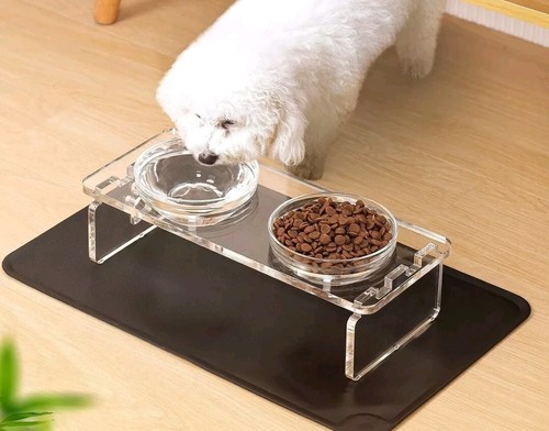 Dog and Cat Bowls Elevated Set Acrylic FeederStand with 2Set Removable Stain#407 - Picture 2 of 5
