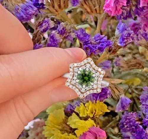 1.44ct Natürlicher Diamant 14K Weißgold Peridot Hochzeit Cocktail Ring - Bild 6 von 6