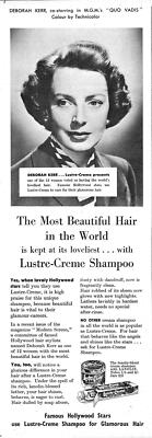 1952 Anzeige ''LUSTRE-CREME'' Haarshampoo Original DEBORAH KERR Ephemera Print Ad