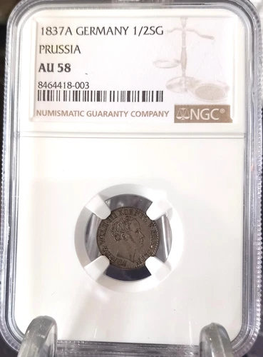 GERMANY 1837A 1/2 GROSCHEN NGC AU 58