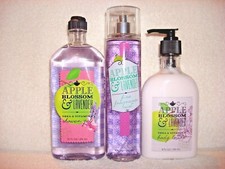 Bath  Body Works Apple Blossom  Lavender Set of 3 Items Gel, Mist, Lotion