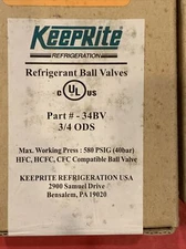 LOT OF 2 Keeprite refrigeration ball valve 3/4” ODS please read p# 34BV NOS