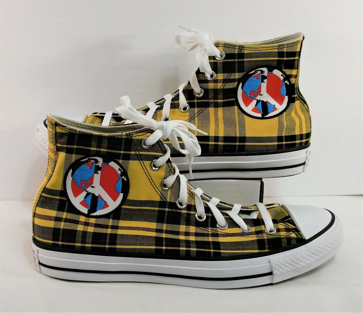 Converse Chuck Taylor All Star High Plaid World Peace Shoes SZ 11.5 NEW 167412F