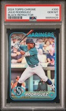Julio Rodriguez /10 BLACK REFRACTOR 2024 Topps Chrome Mariners PSA 10 POP 1