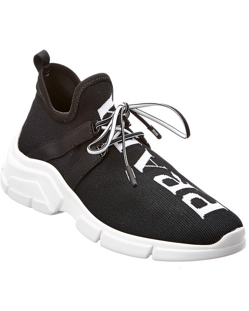 prada logo plaque lace up sneakers