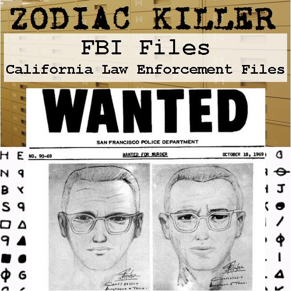 Zodiac Killer FBI Files & California Law Enforcement Agencies' Files USB Drive