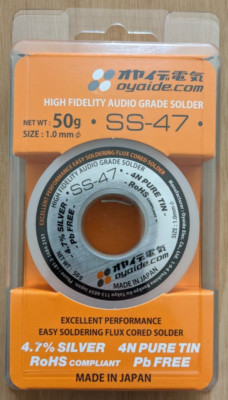 OFFIZIELLES OYAIDE Audio Grade Solder SS-47 / 1,0 mm (50 g) / LUFTPOST mit Se...