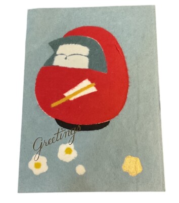 Japanese Christmas New Year Figure in Red Egg Shape Flowers w