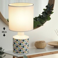 Schreib Tisch Lampe Ess Zimmer Keramik Stoff Beistell Lese Leuchte Rauten Muster